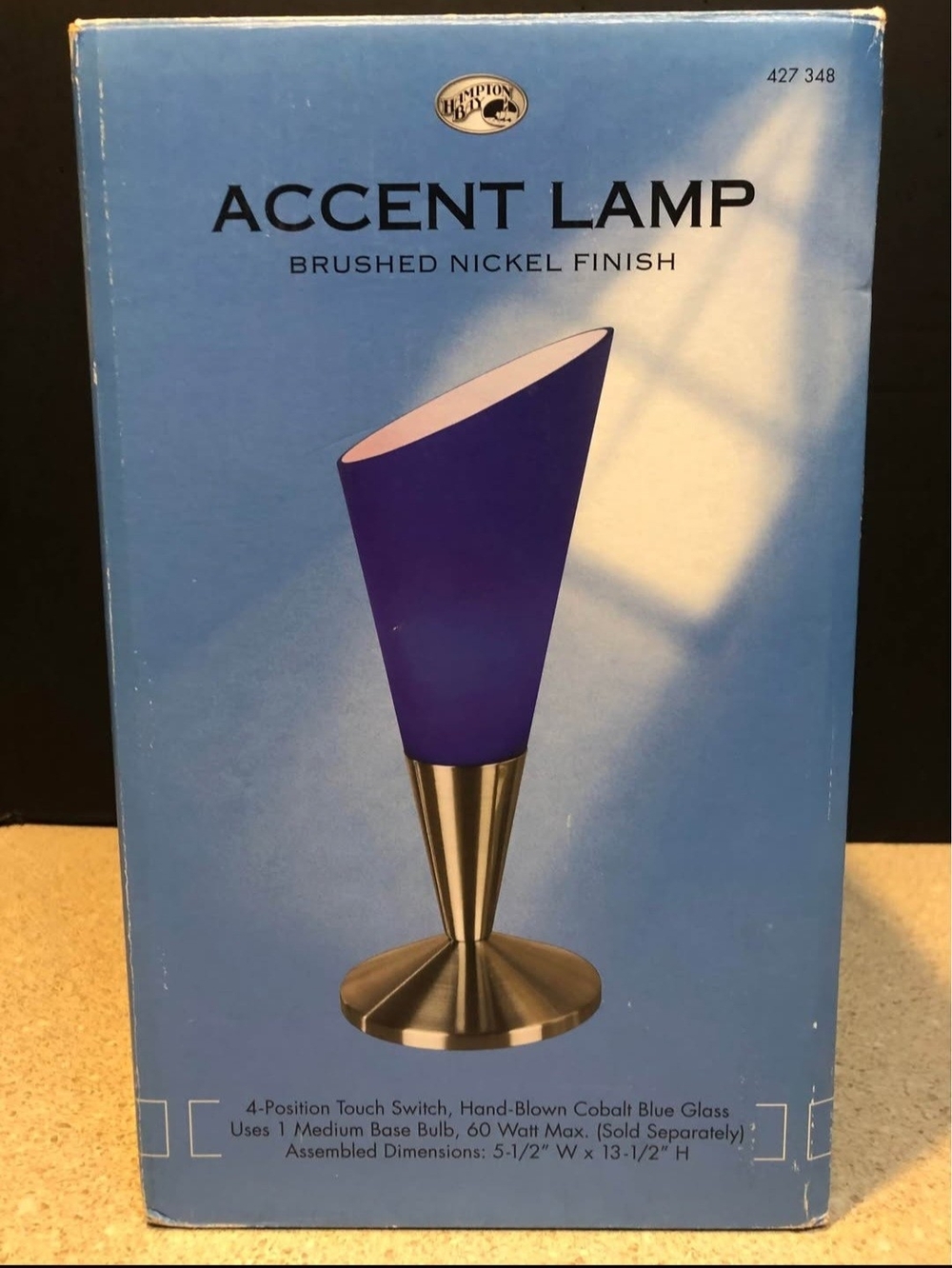 Pair Vintage Y2K Hampton Bay Cobalt Blue Glass Torchiere Lamps Postmodern Retro - Picture 8 of 14